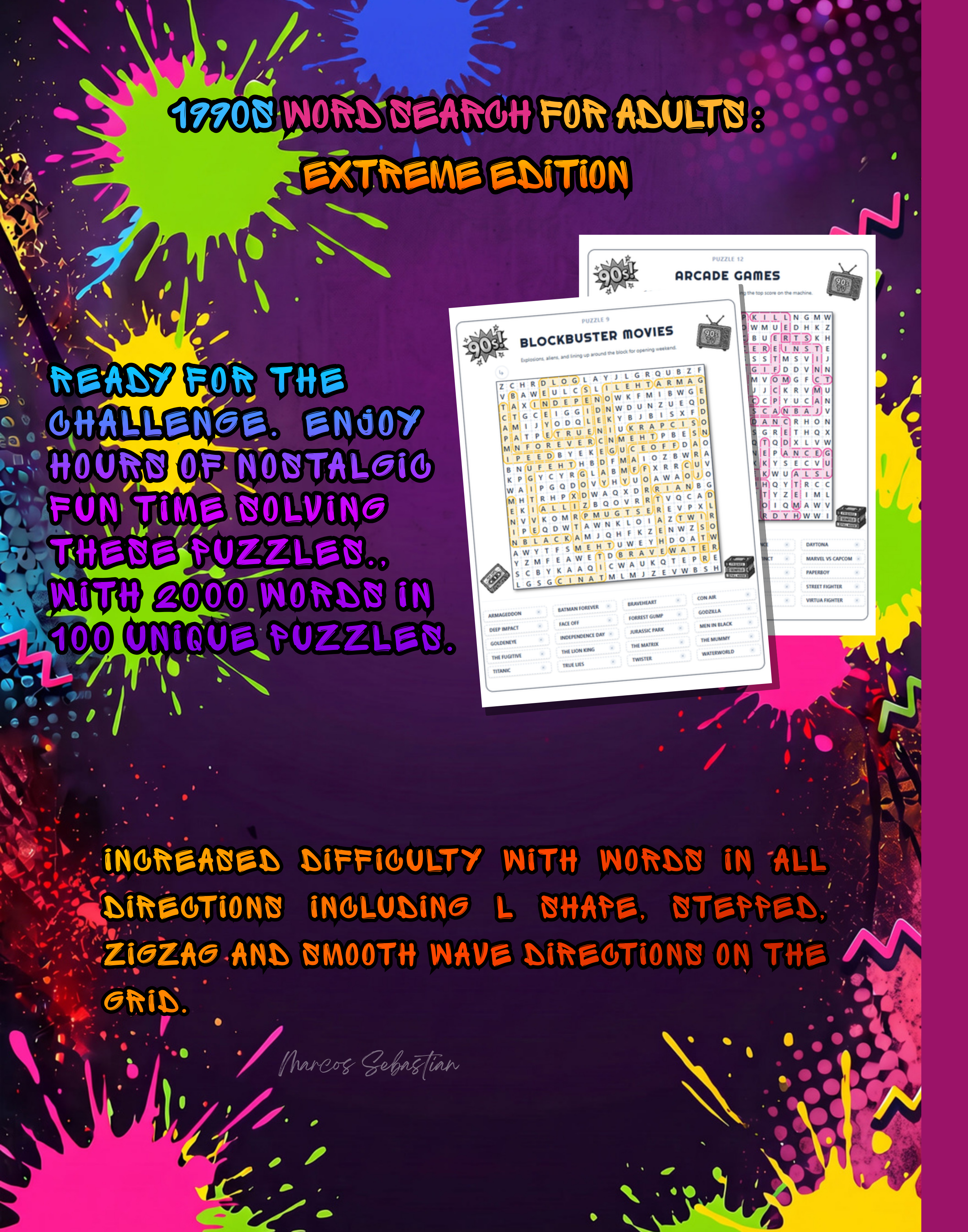 1990s Word Search for Adults Extreme Edition - Back Cover